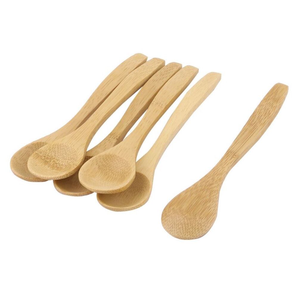 Household Kitchen Porridge Soup Sugar Salt Wooden Scoop Spoon 6pcs Wood Color